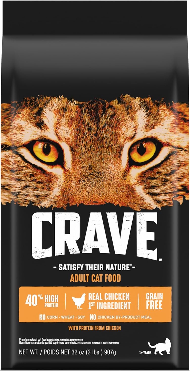 CRAVE Grain Free Adult High Protein Natural Dry Cat Food with Protein from Chicken, 2 lb. Bag