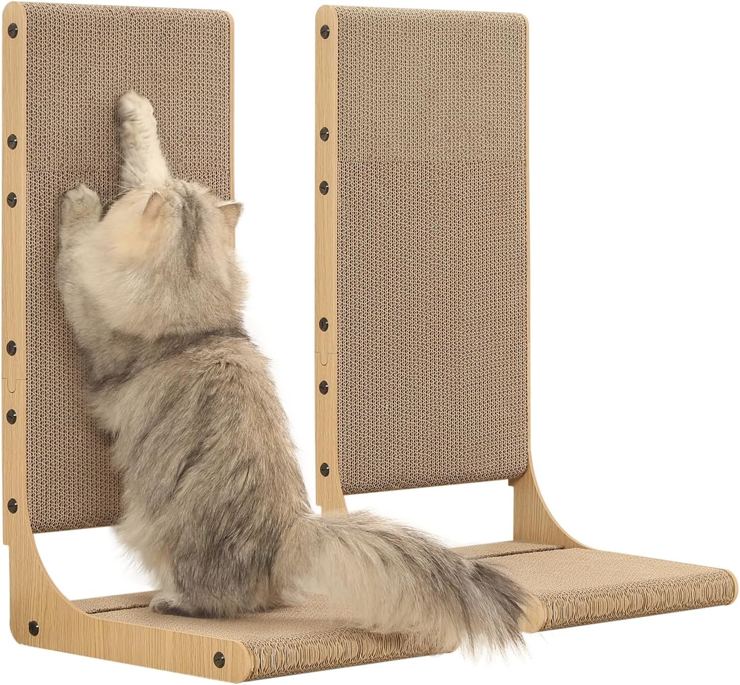Zakkart 2-Pack Cat Scratching Board, 25.6” Tall Cardboard L Shape Vertical Cat Scratchers for Indoor Cats, Cat Scratching Post for Wall and Couch, Large