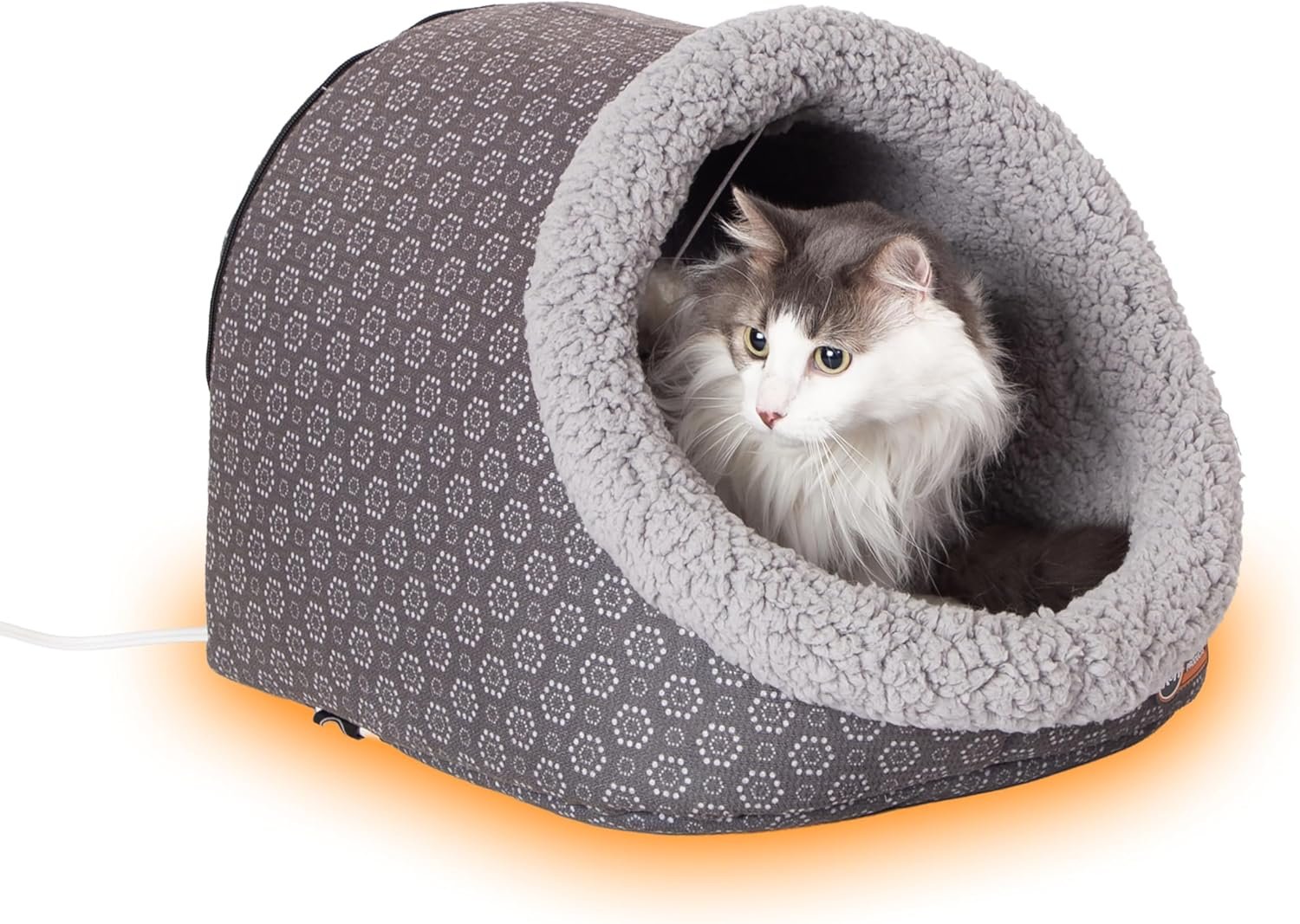 K&H Pet Products Heated Cat Bed – Thermo-Pet Cave for Large Cats, Indoor Heated Pet Bed for Dogs & Cats, Covered Cave Pet Tent, Collapsible, Machine Washable, Safety Listed – 17 X 15 X 13in Gray