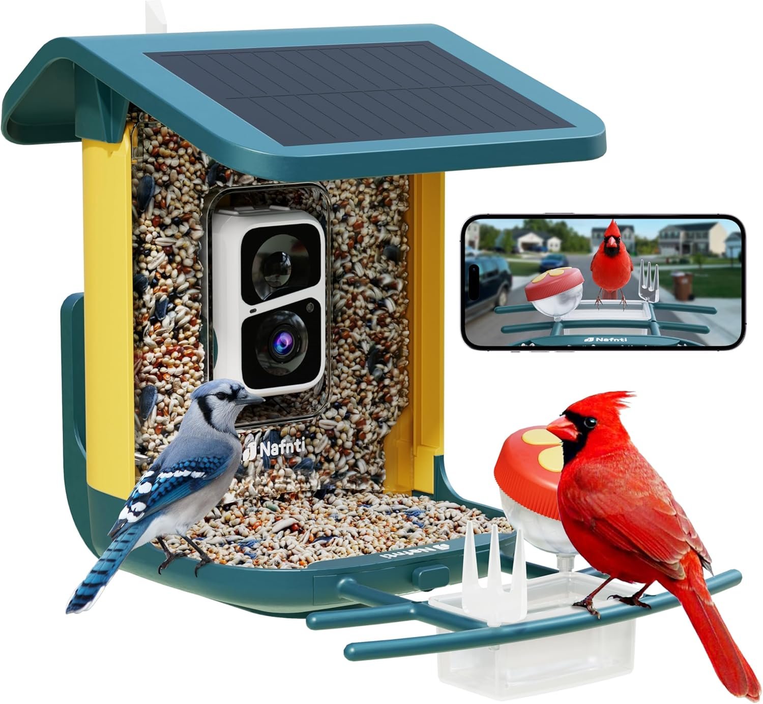 Bird Feeder with Camera, Support 2.4GHz/5GHz, 2K Live Steam for Outdoor, 1.8L Large Capacity, AI Identify Auto Capture Videos, Camera Bird Feeders for Outside, Ideal Gift for Bird Lovers (Dark Blue)