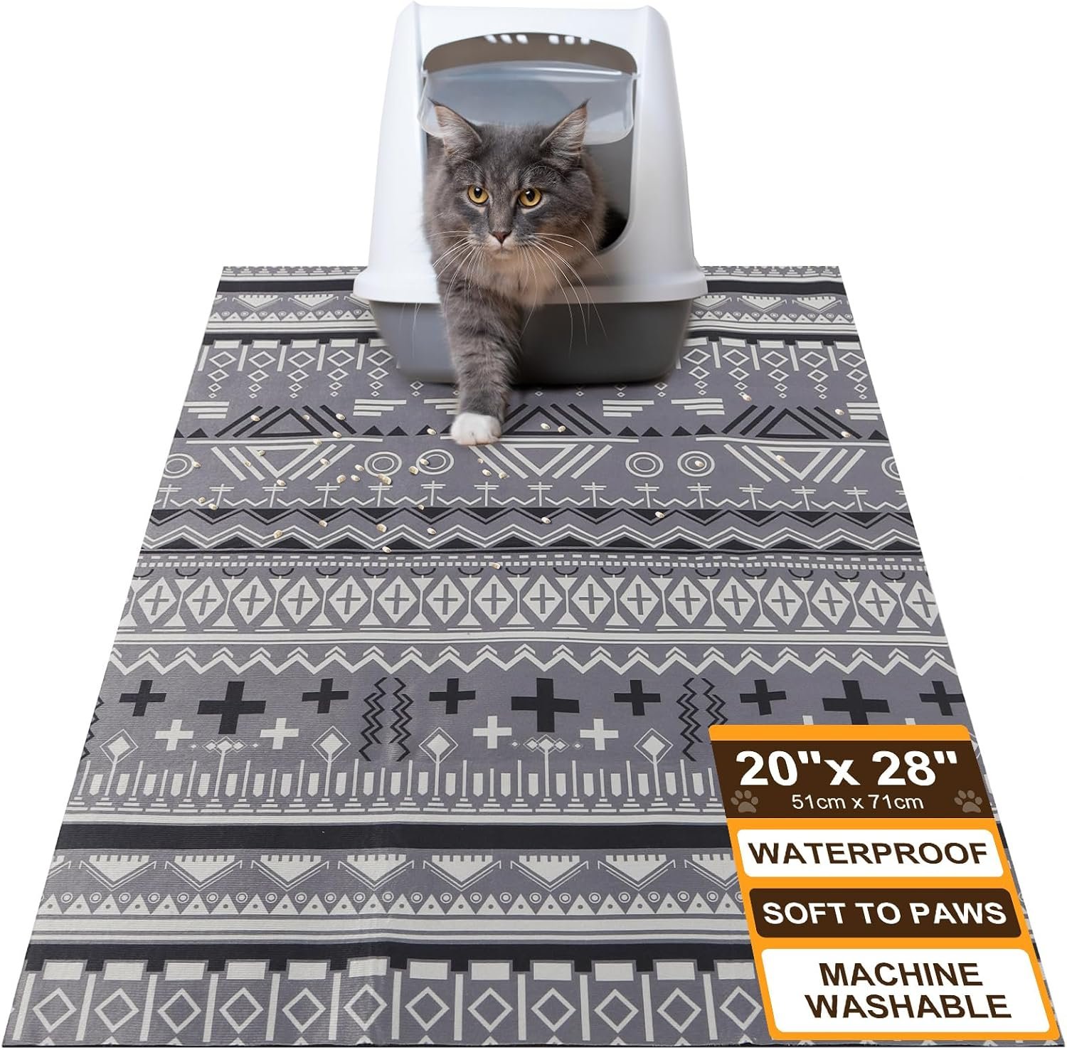 BEAUTYZOO Cat Litter Mat Large 20″x28″ – Premium Waterproof Litter Trapping Mat with Non-Slip Backing, Cat Litter Box Mat Scatter Control for Floor, Machine Washable & Urine Proof, Soft for Kitty Paws