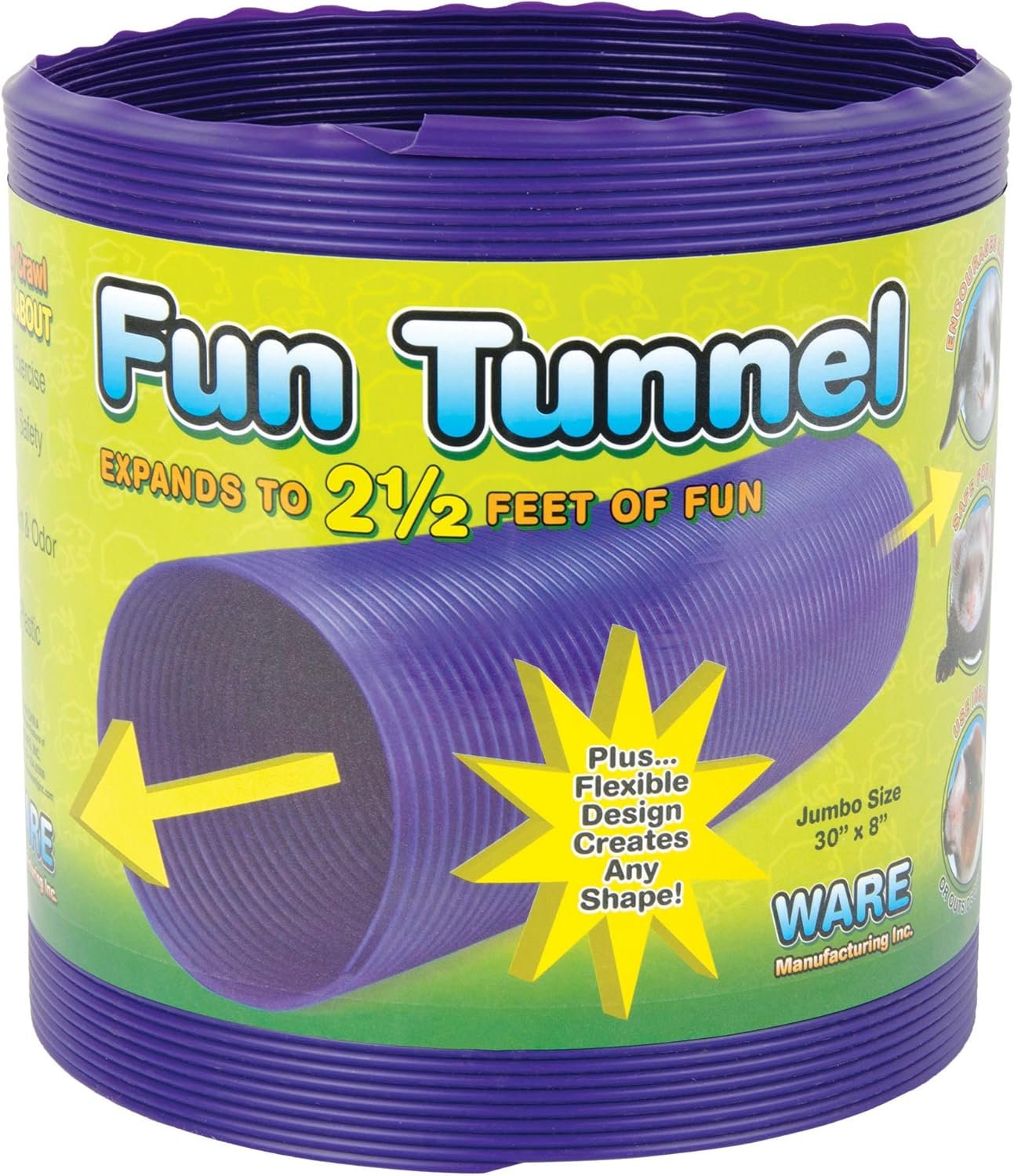 Ware Manufacturing Fun Tunnels Play Tube for Small Pets, 30 X 8 Inches – Large