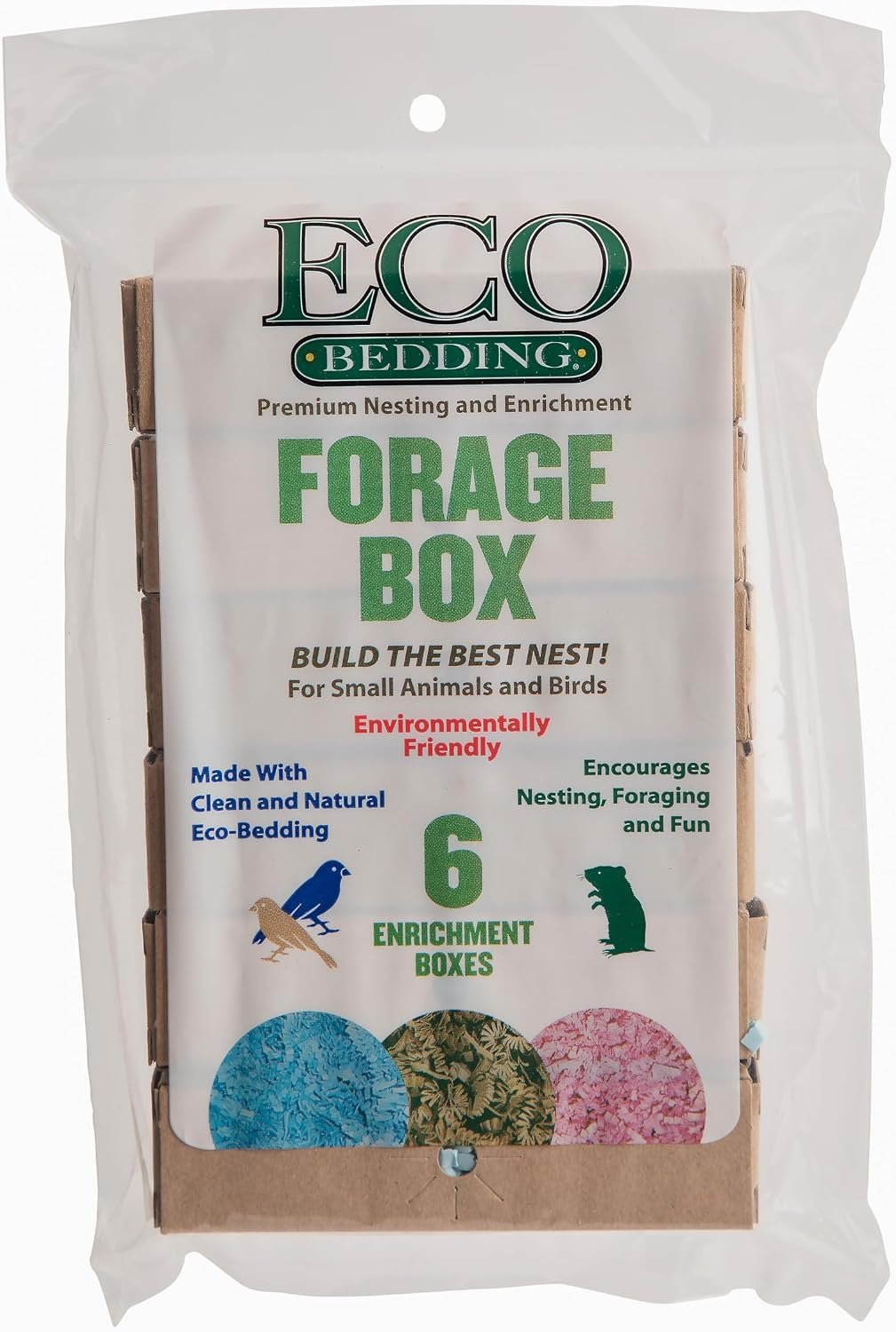 ECO BEDDING Forage Box 6 Pack, Enrichment for Small Pets and Birds