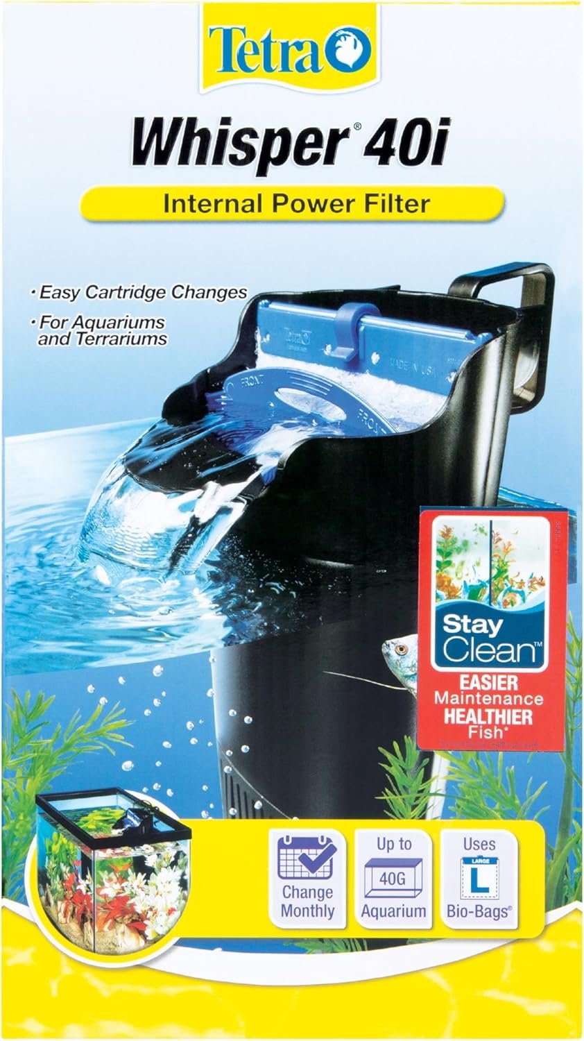 Tetra Whisper Internal Power Filter, Large Bio-Bag Filter Cartridges, 3-Stage Filtration, 20-40 gal