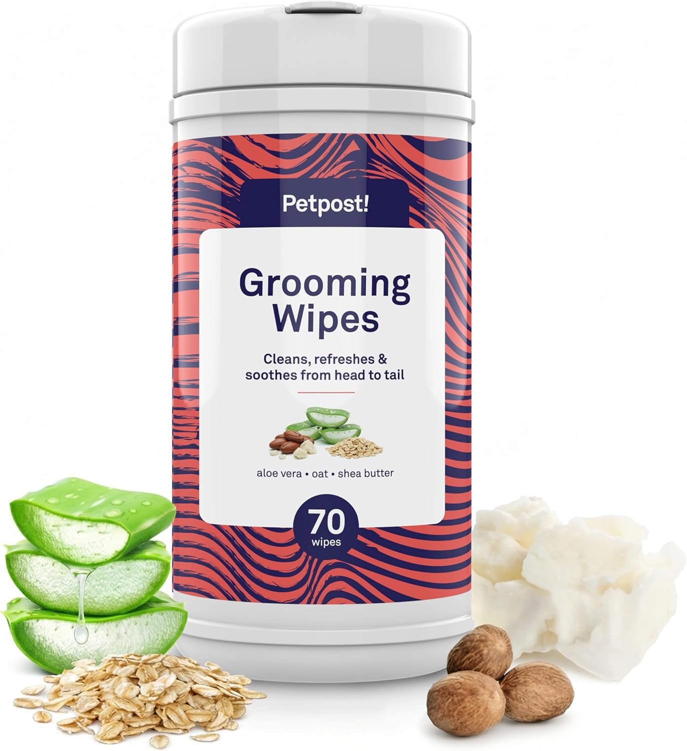 Petpost Large Grooming Wipes for Dogs | 70 Count Deodorizing Dog Cleaning Wipes with Coconut Extract & Aloe | Gentle Pet Wipes with Cherry Blossom Scent for Full-Body Grooming