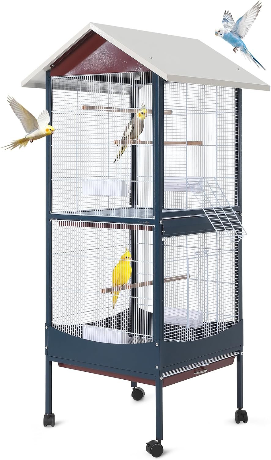 Garvee Bird Cage, 66”H Extra Large Bird Cage, w/Removeble Tray, Waterproof Roof, Easy to Clean, Lockable Caster, Indoor& Outdoor Application for Conure,Macaw,Budgie,Cockatiel,Lovebirds,Parakeet