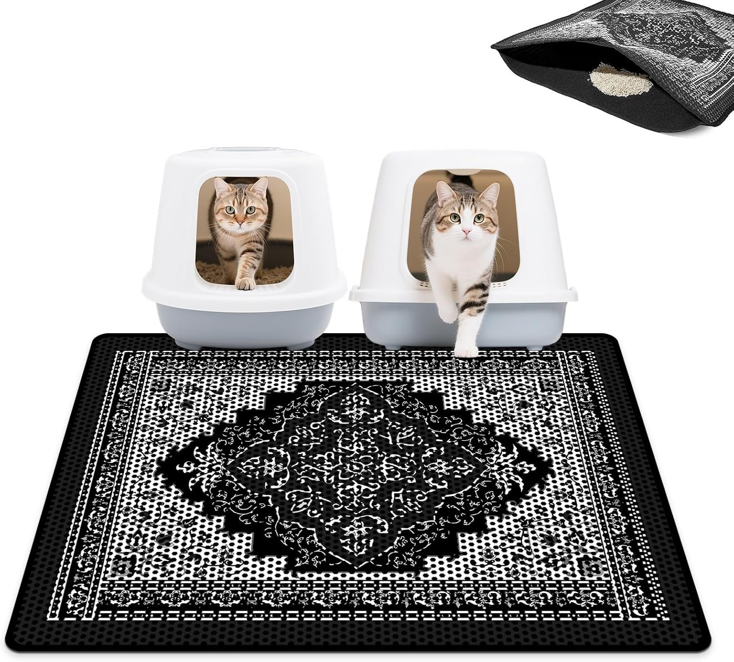 Cat Litter Mat 24″x29.5″ Double Layer Waterproof Litter Box Mat Washable Litter Trapping Mat