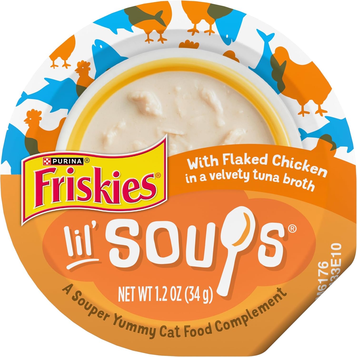 Purina Friskies Natural, Grain Free Wet Cat Food Lickable Cat Treats, Lil’ Soups Flaked Chicken – (Pack of 8) 1.2 oz. Tubs