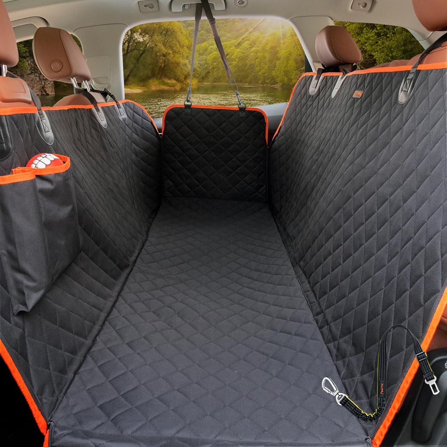 Dog Car Seat Covers 100% Waterproof, Dog Seat Cover with Side Flaps from Scratching, Pet Seat Cover for Back Seat of Car/SUV/Truck Machine Washable…
