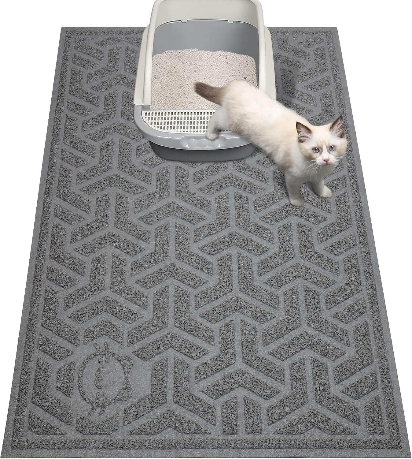 UPSKY Cat Litter Mat, Litter Trapping Mat Soft on Kitty Paws, Large Litter Box Mat 35″ x 24″ Scatter Control for Indoor Cats Waterproof and Extra Large Pretty Litters Carpet