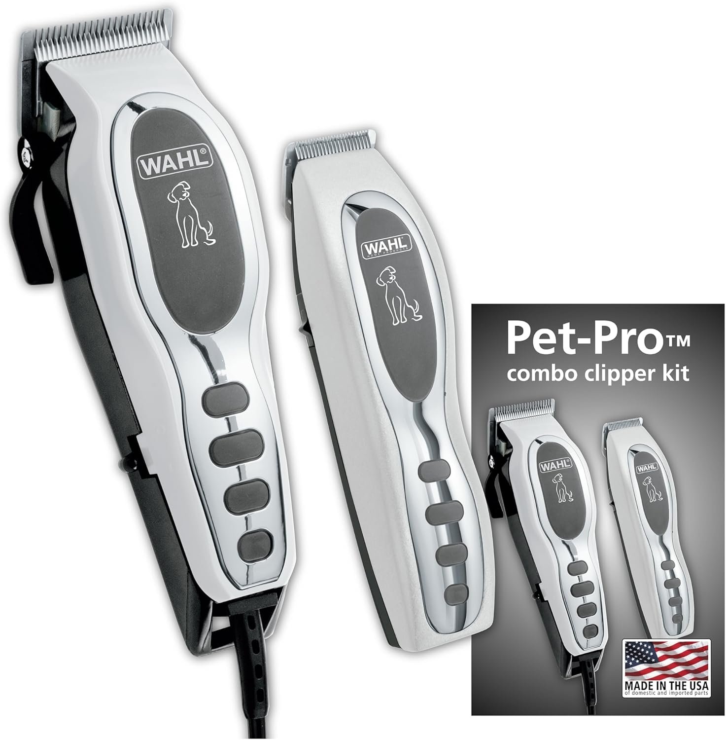 Wahl USA Pet-Pro Corded Clipper & Battery Trimmer Pet Grooming Combo Kit for Dogs with Light to Thick Coats, The Brand Used by Professionals – Model 9284