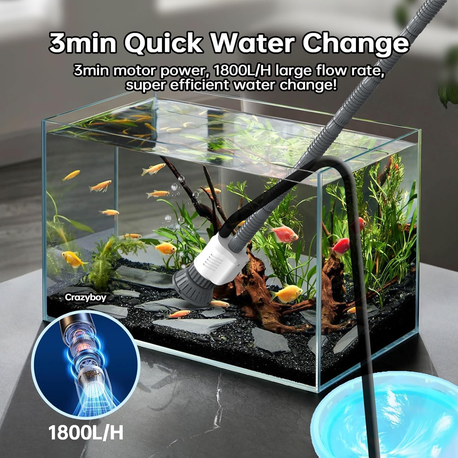 Crazyboy Fish Tank Vacuum345