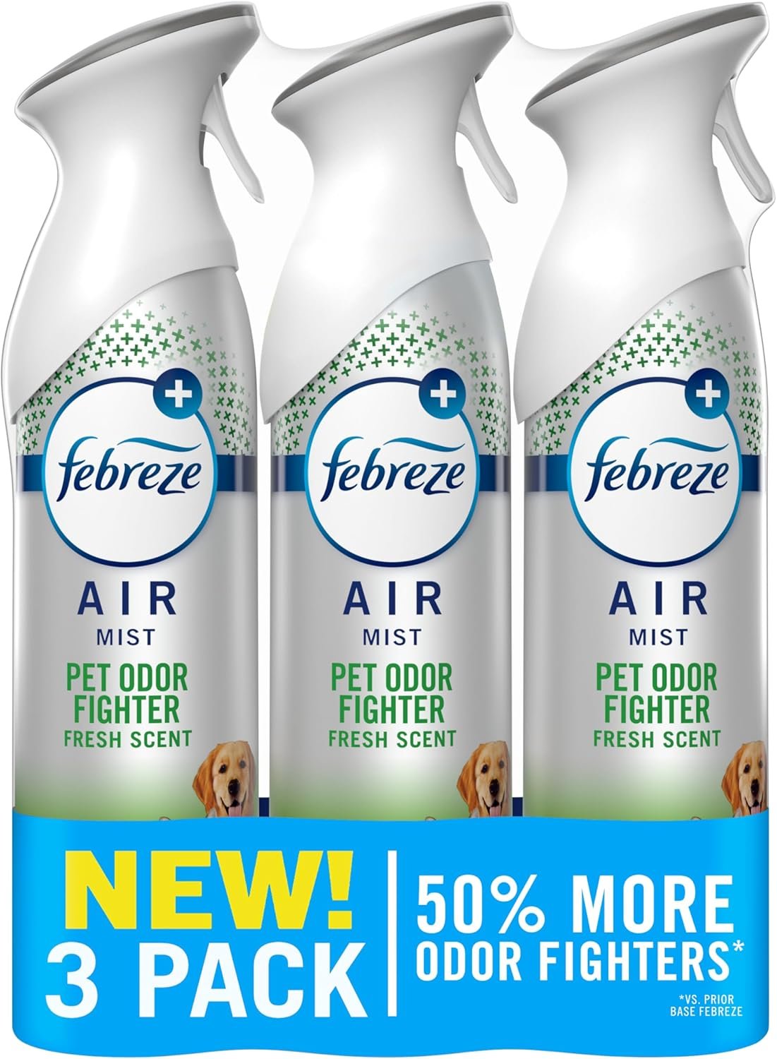 Febreze Air Mist, Air Freshener Spray, Odor Fighting Room Spray, Deodorizer for Home Bathroom Kitchen Apartment, Pet Odor Fighter Fresh Scent, 8.1oz (Pack of 3)