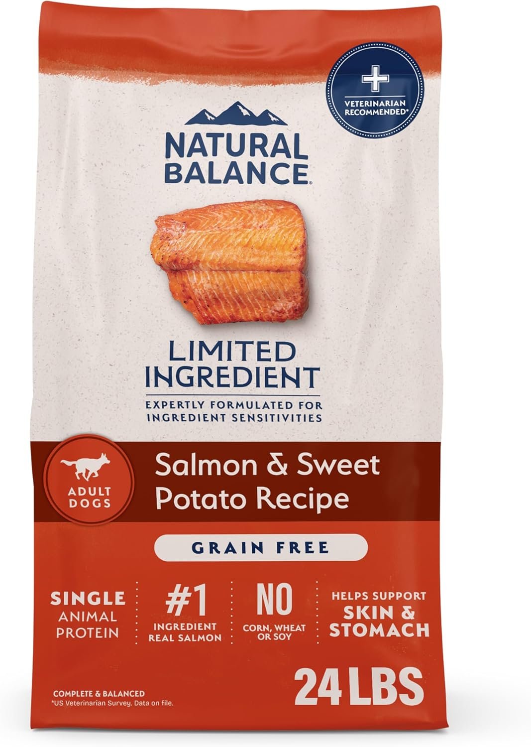 Natural Balance Limited Ingredient Adult Dry Dog Food – Balanced Nutrition for Adult Dogs – Grain-Free, Soy-Free Recipe – Limited Ingredient Formula – 24 lb – Salmon & Sweet Potato Recipe
