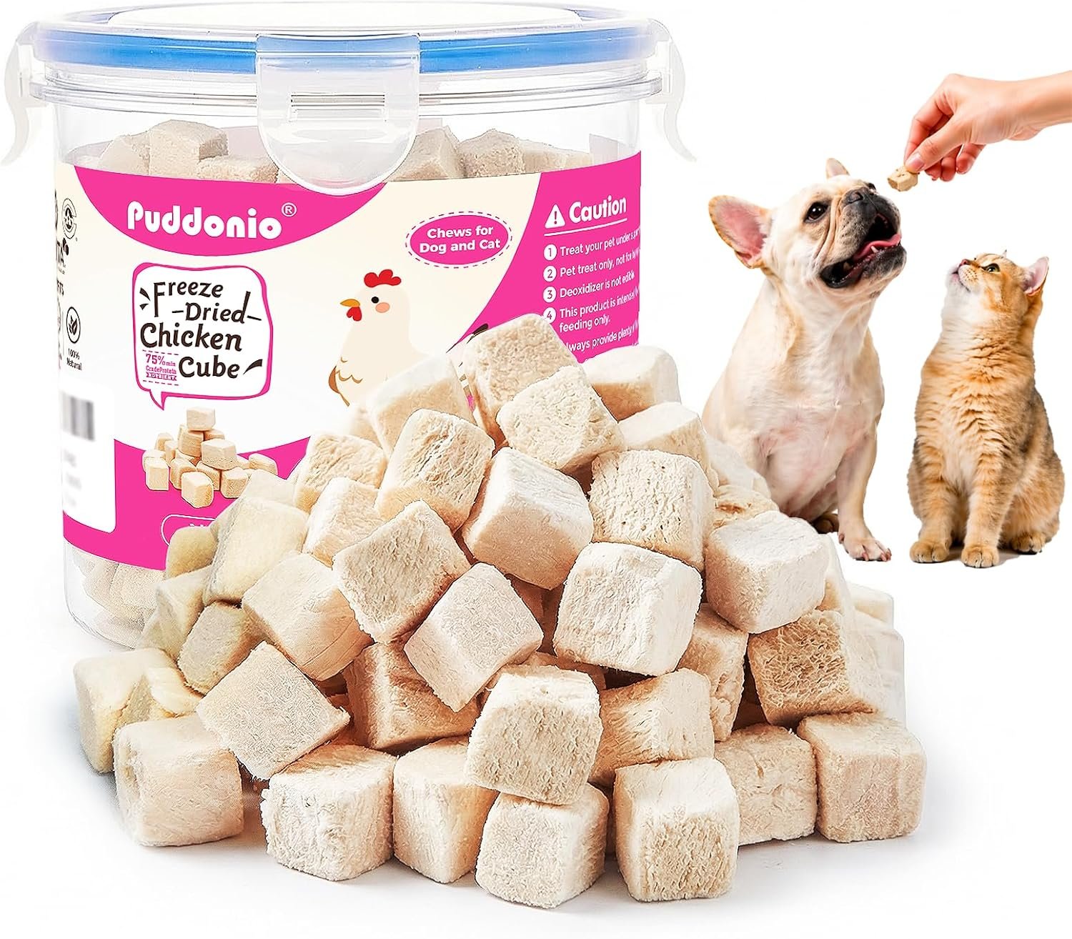 Freeze Dried Chicken Treats for Dogs & Cats, Single Ingredient High Protein Snack for Training, Picky Eaters & Food Topper, 6 oz