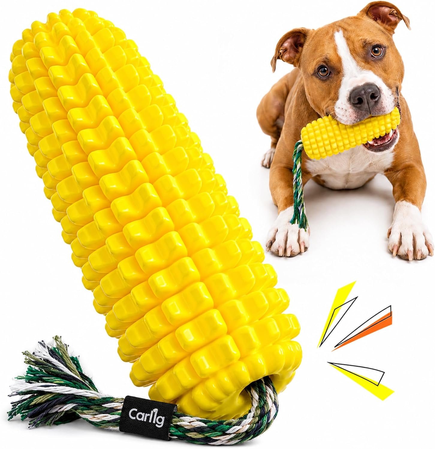Carllg Dog Chew Toys for Aggressive Chewers, Indestructible Tough Durable Squeaky Interactive Dog Toys, Puppy Teeth Chew Corn Stick Toy for Small Medium Large Breed