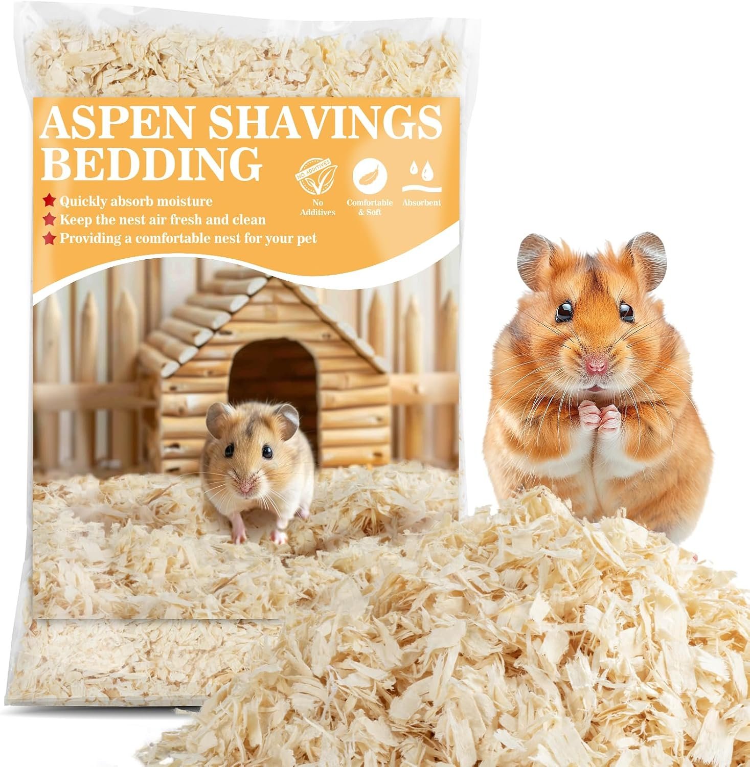 Sukh 14 OZ Aspen Hamster Bedding – Aspen Shavings Pet Supplies Bedding and Litter for Guinea Pig Rabbit Snake Enclosure Horse Bunny Hedgehog Chicken Coop Reptile Chinchilla Small Animal