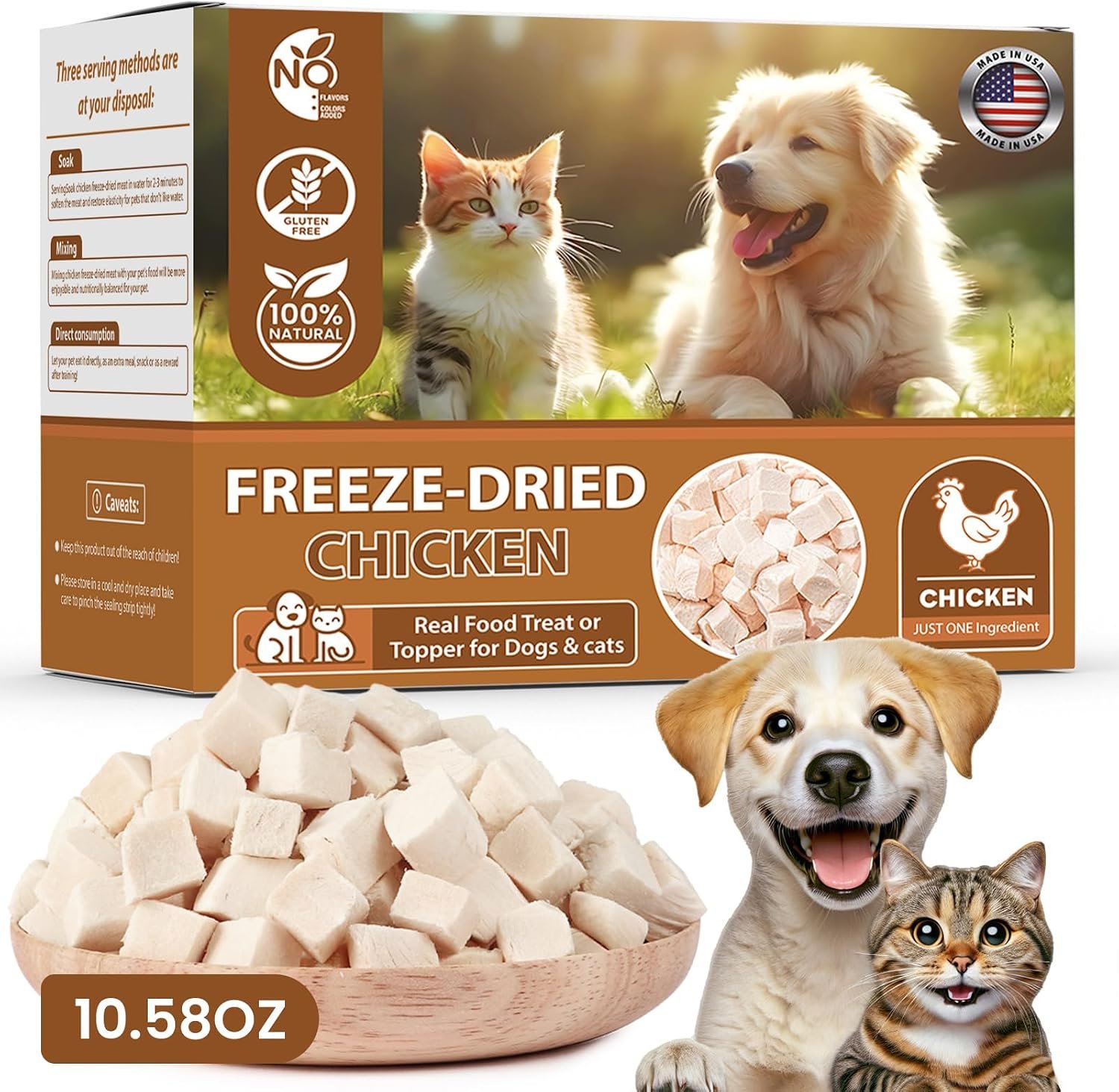 Freeze Dried Chicken,Freeze Dried Chicken Dog Treats Natural No Additives,Single Ingredient,High Protein,Suitable for All Ages Cats and Dogs,Dehydrated Suitable for Training