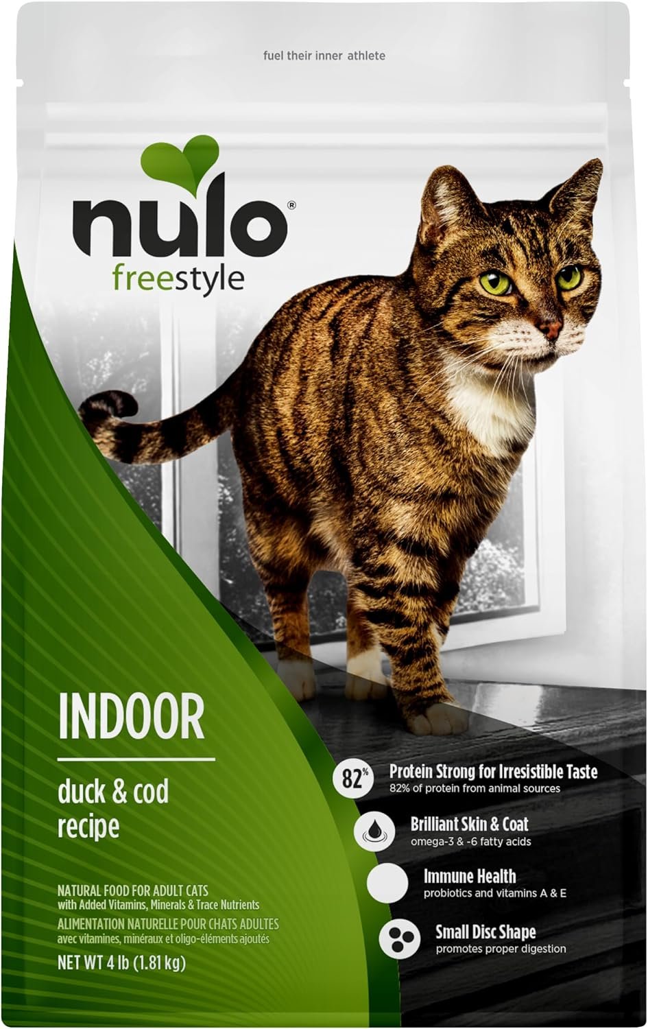 Nulo FreeStyle Dry Cat Food Indoor – Duck & Cod, High Protein Grain-Free Dry Cat Food, Natural Kibble with Probiotics and Omegas Fatty Acids, 4lb Bag