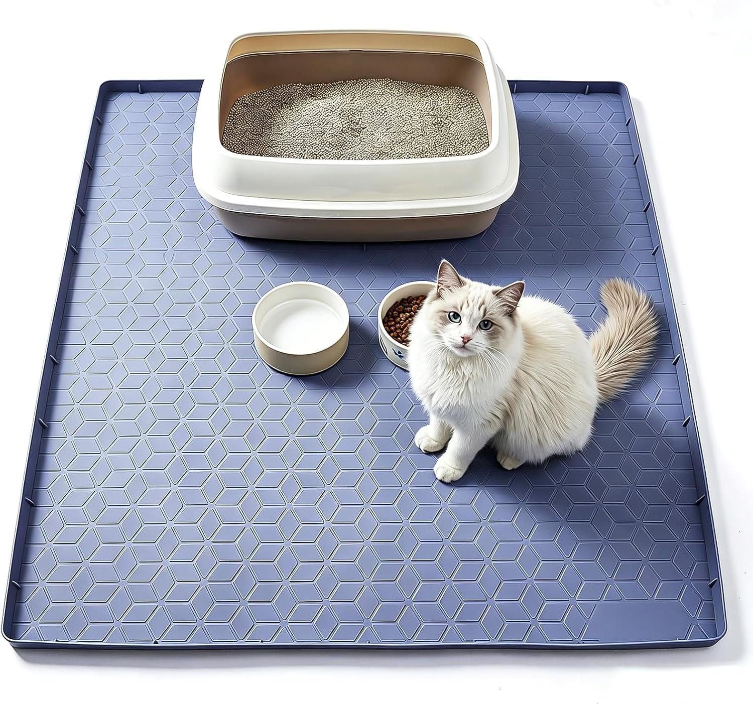 Silicone Cat Litter Mat for Litter Box, 31″ x 22″ Large Leak-Proof Tray, Scatter Control for Cat Litter, Soft Durable Material, Waterproof & Easy Clean Mat for Indoor Cats, Gray