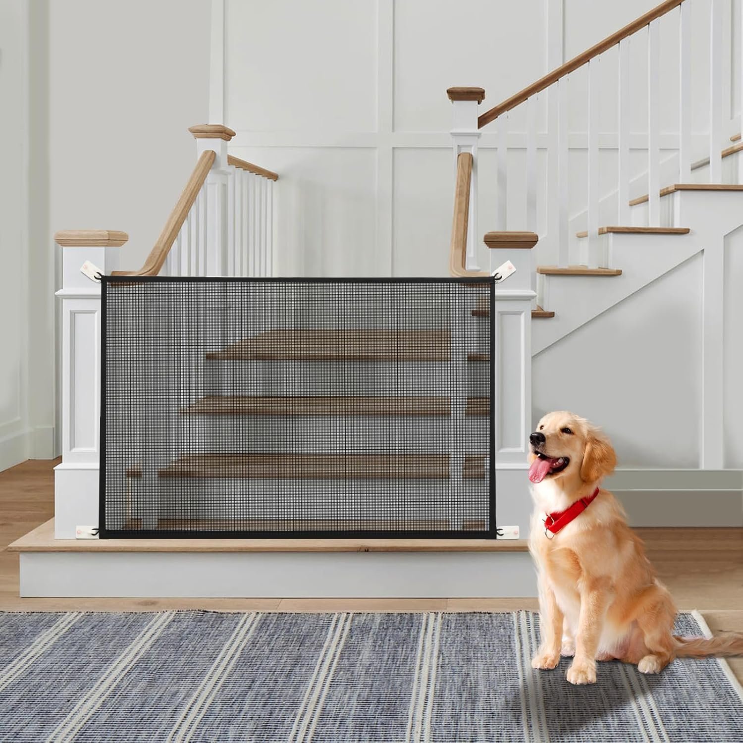 Cupount Mesh Baby & Dog Gate – 30″ Tall, Fits Openings 32″–36″ Wide – Indoor Mesh Pet Gate for Stairs, Doorways & Hallways (Black, 30″ H x 38″ W