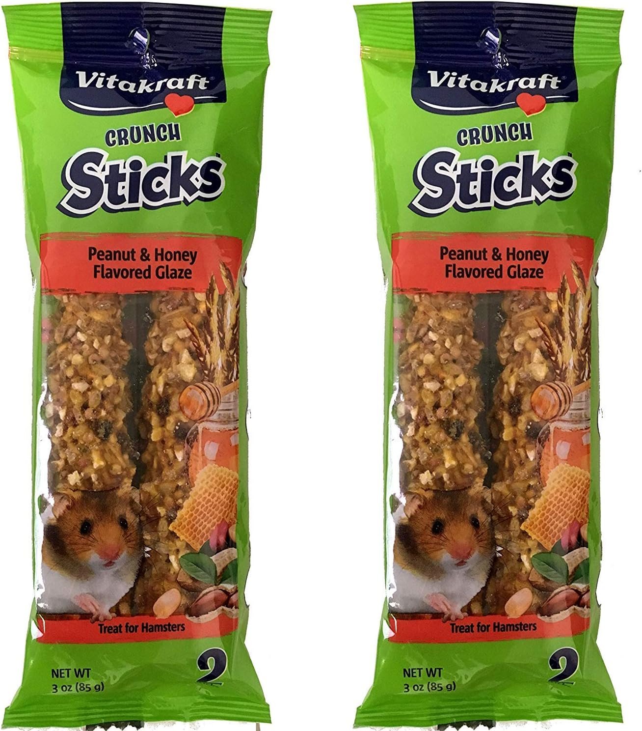 Vitakraft Hamster Whole Grains, Peanut and Honey Glazed Treat Sticks and 4 Pack, 6 Ounce