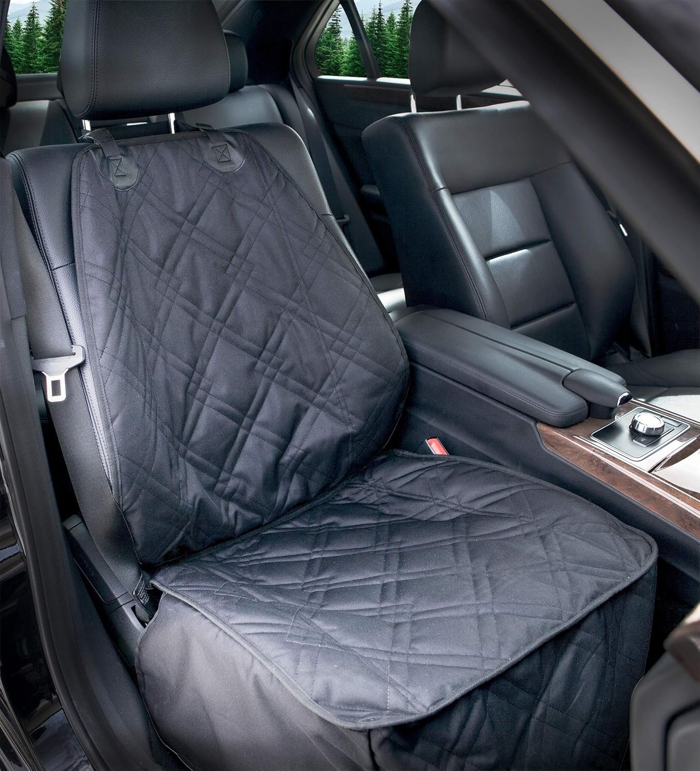 Bulldogology Front Car Seat Covers for Dogs – Heavy Duty Seat Cover for Cars, Trucks, Vans, and SUVs – 100% Waterproof Front Seat Cover – Passenger Car Seat Cover for Front Seat (Black)