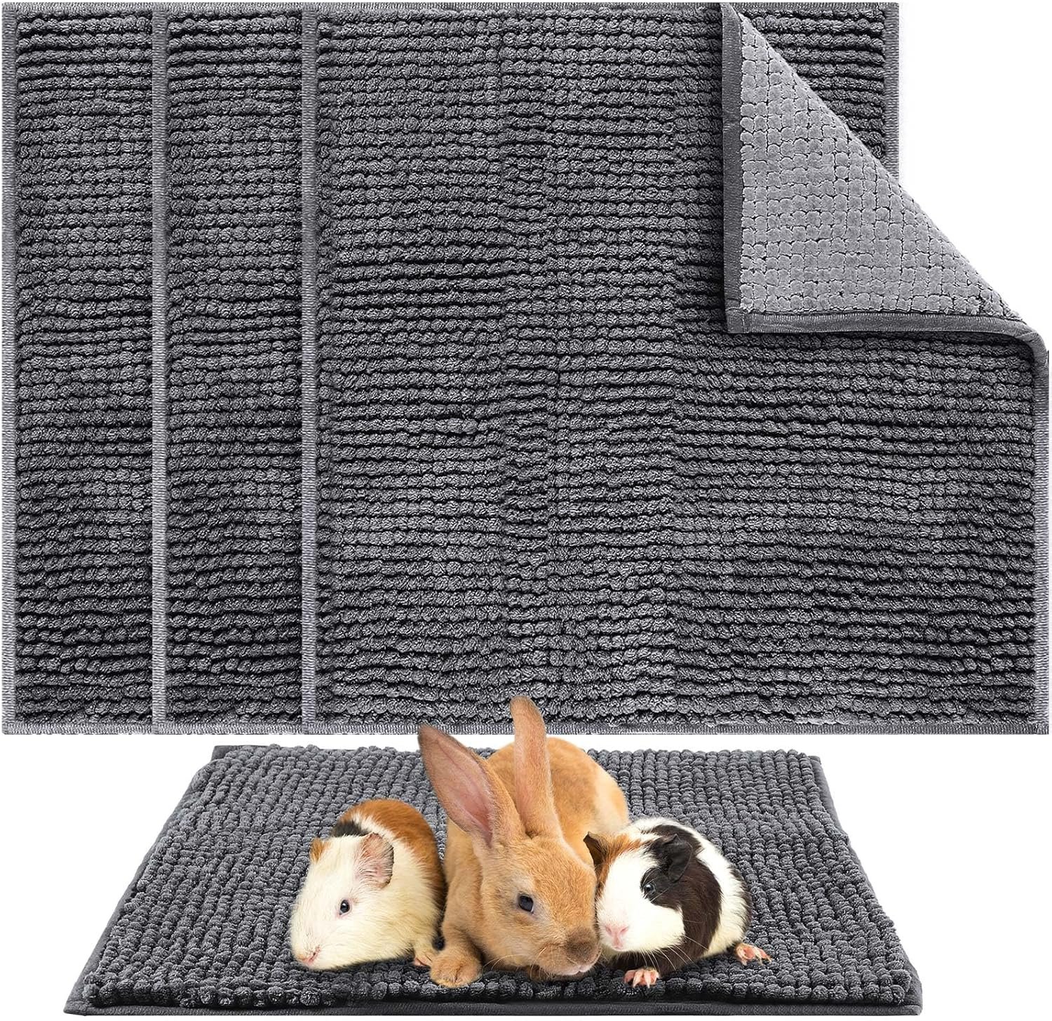 Amylove 4 Pcs Guinea Pig Cage Liner 12 x 12 Inch Washable Chenille Pee Pads Pet Dog Cat Bedding Training Mat Reusable for Small Animals Puppy Bunny Hamster Chinchilla