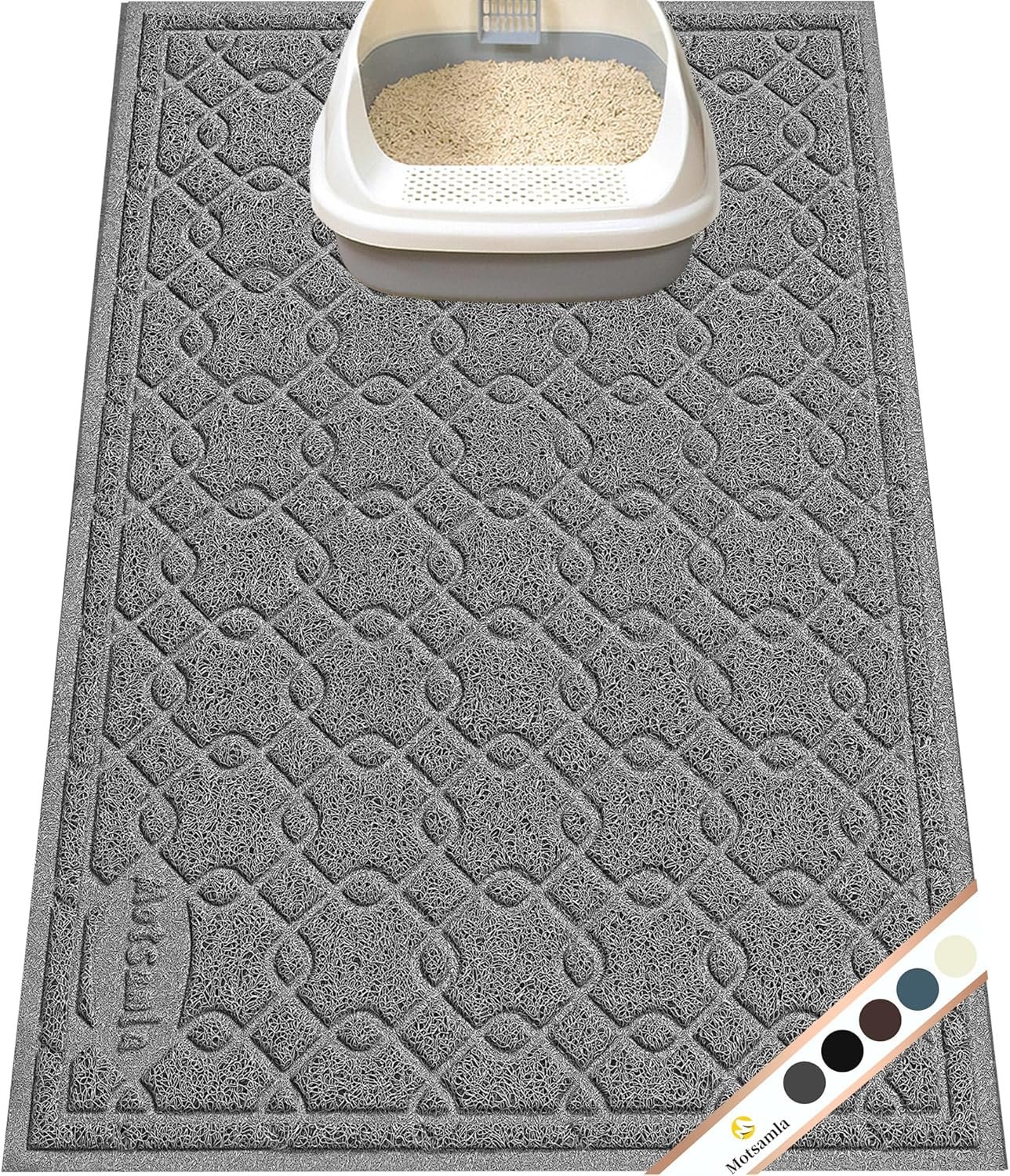 Cat Litter Box Mat, 35″ x 24″ Large Kitty Litter Trapping Mat Keep Floor Clean, Litter Box Mat Scatter Control, Waterproof, Easy to Clean, Durable Large Size Litter Mats for Floor