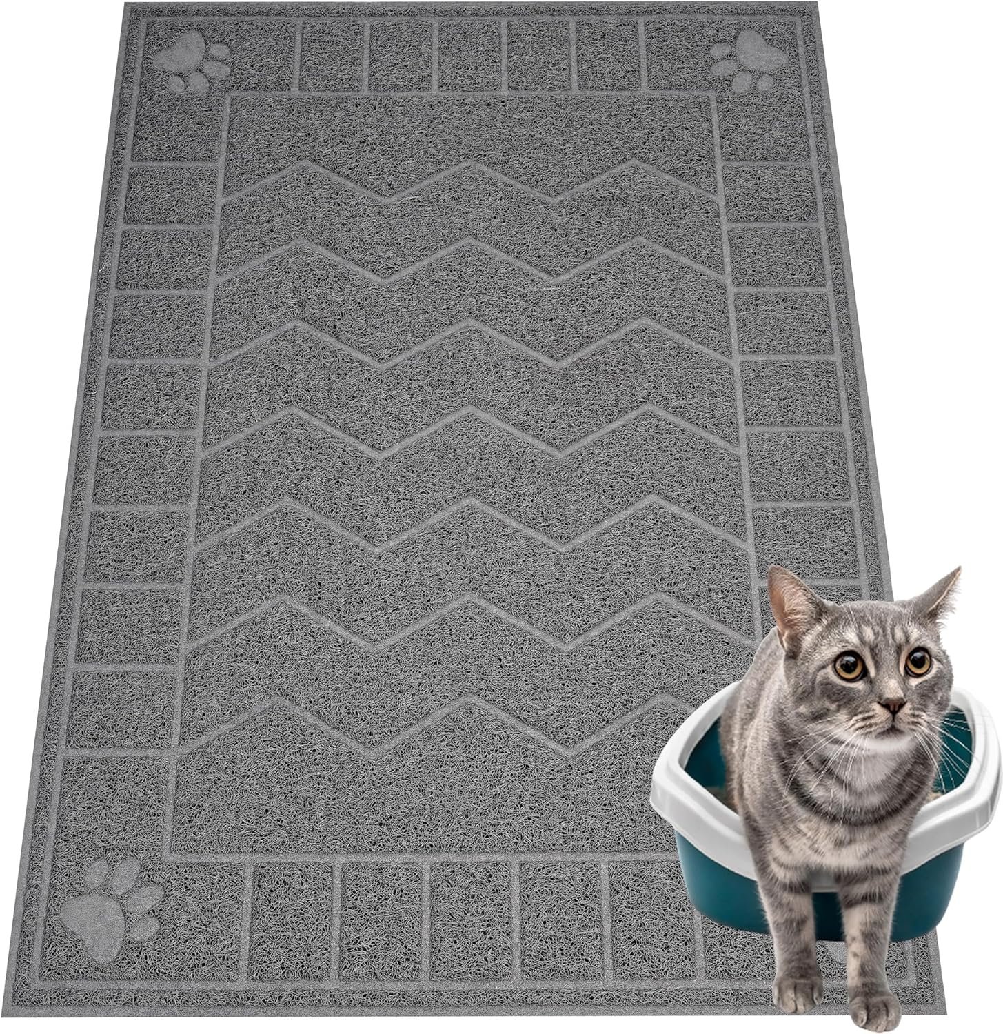 Cat Litter Box Mat, 35″ x 24″ Large Kitty Litter Trapping Mat Keep Floor Clean, Litter Box Mat Scatter Control, Waterproof, Easy to Clean, Durable Large Size Litter Mats for Floor