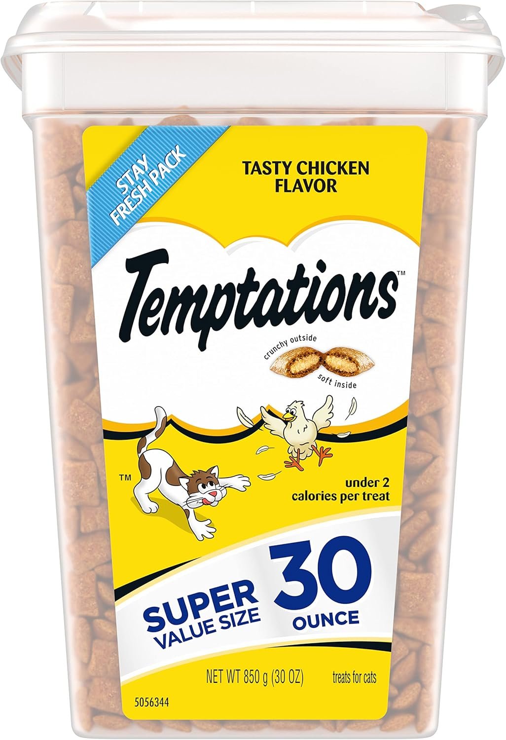 Temptations Cat Treats Classic Crunchy and Soft Cat Treats, Tasty Chicken Flavor, 30 oz. Tub